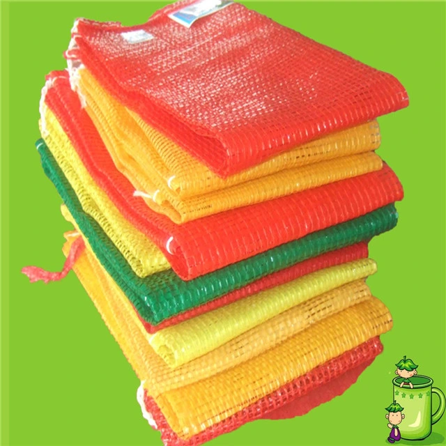 50X80cm Bright Red Tubular Circular Plastic Small PE/PP Net Bags Firewood Potato Garlic Onion Vegetable Packaging Mesh Bags